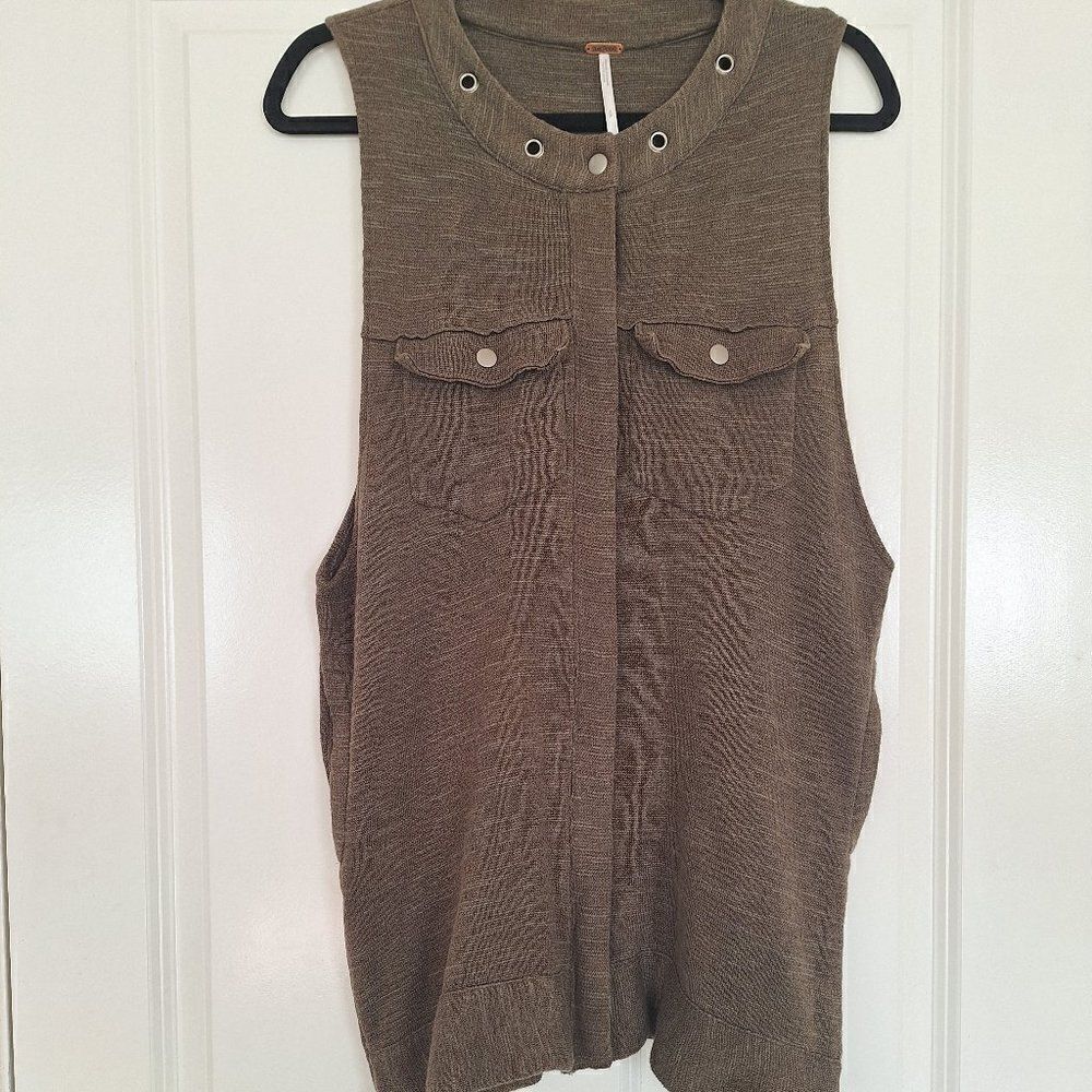 free‎ people women's green gilet vest size  s/p